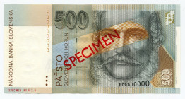 Slovakia 500 Korun 1996 Specimen
P# 27s; # F00000000; UNC