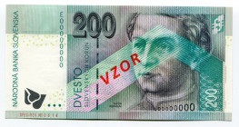 Slovakia 200 Korun 2004 Specimen
P# 30s; # E00000000; UNC