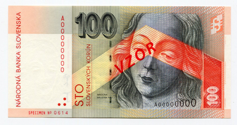 Slovakia 100 Korun 2004 Specimen
P# 44s; # A00000000; UNC