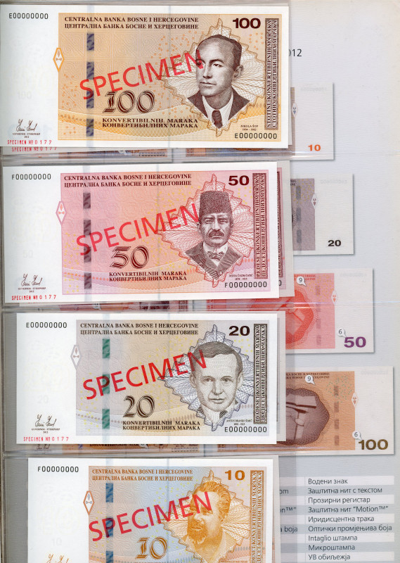 Bosnia & Herzegovina Full Set of Banknotes 2012 Specimens
P# 80 - 87; With orig...