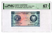 Cyprus 250 Mils 1975 - 1982 PMG 67 EPQ
P# 41c; UNC