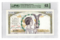 France 5000 Francs 1943 PMG 63
P# 97b; UNC