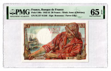 France 20 Francs 1942 - 1944 PMG 65 EPQ
P# 100a; UNC