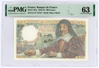 France 100 Francs 1942 - 1944 PMG 63
P# 101a; #K.117 75154; UNC