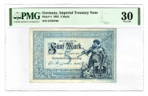 Germany - Empire 5 Mark 1882 PMG 30
P# 4; VF