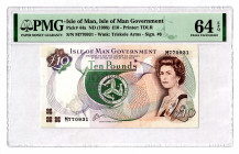 Isle of Man 10 Pounds 1998 PMG 64 EPQ
P# 44a; UNC