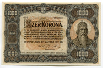 Hungary 1000 Korona 1920 Specimen
P# 66s; # 000000000; AUNC