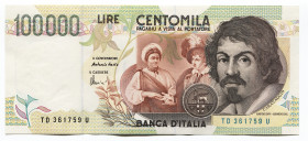 Italy 100000 Lire 1994
P# 117b; #TD361759U; UNC