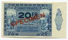 Luxembourg 20 Francs 1929 Specimen
P# 37s; AUNC