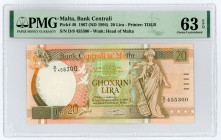 Malta 20 Lira 1994 (ND) PMG 63 EPQ
P# 48; #D/9 455300; UNC