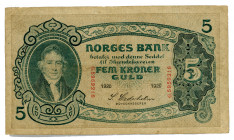 Norway 5 Kroner 1920
P# 7b; #G.5959216; Signature S. Cederholm; F