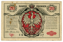 Poland 20 Marek 1917
P# 4a; #A5166729; With watermark; VF