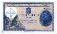 Romania 5000 Lei 1940
P# 48a; # M/1 055899; Small tear; AUNC