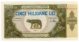 Romania 5000000 Lei 1947
P# 61a; #B/1 0084474; UNC