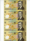 Romania 4 x 500000 Lei 2000 Uncutted Sheet of Notes
P# 115a; # 500A0090061; WIth certificate; Issue 2000 pcs.; UNC