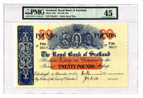 Scotland Royal Bank 20 Pounds 1947 - 1966 PMG 45
P# 319c; XF