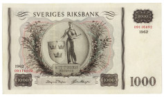 Sweden 1000 Kronor 1962
P# 46c; #09116892; XF