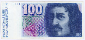 Switzerland 100 Francs 1984
P# 57g ; #84E1743511; Sign.: Dr. Edmund Wyss, Dr. Fritz Leutwiler ; VF