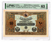 Turkey 10 Livres 1918 AH 1334 PMG 63
P# 110x; UNC