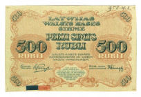 Latvia 500 Rubli 1919 Trial Color
P# 8ax; Unique; AUNC