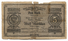 Russia - Finland 5 Markkaa 1878 Finlands Bank
P# A43b; # 4159181; VG-F