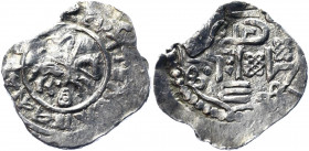 Russia Mozhaysk Denga Andrey Dmitrievich 1393 - 1395 R4
GP2# 3501 В; R-4; Silver 1.00 g.; Extremely rare coin - denga of Andrey Dmitrievich of Mozhay...