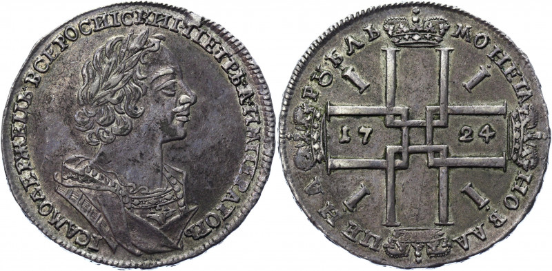 Russia 1 Rouble 1724 R1
Conros# 47/475 R1; Silver 28.30 g.; AUNC