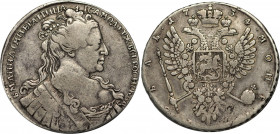 Russia 1 Rouble 1734 R2
Bit# 92 R2, Diakov# 9; 30 R by Petrov, Poluiko 264 (!!!), Sev 1170 (RR), Uzd 0713 R; Special type with the date divided by th...