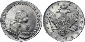 Russia 1 Rouble 1744 СПБ
Bit# 256; 2,5 R by Petrov; Conros# 64/8; Silver 25.02 g.; AUNC-UNC, mint luster