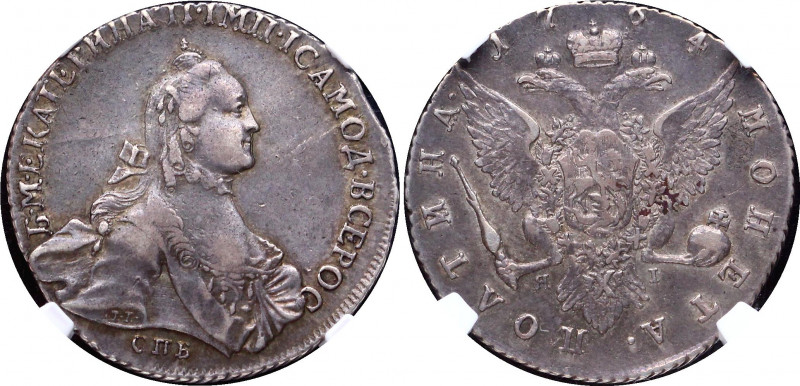 Russia Poltina 1764 СПБ ЯI NGC XF40
Bit# 274; 3 R by Petrov; Conros# 110/4; Sil...