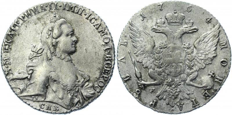 Russia 1 Rouble 1764 СПБ ЯI
Bit# 185; 2,25 R by Petrov; Silver 22.60 g.; Saint-...