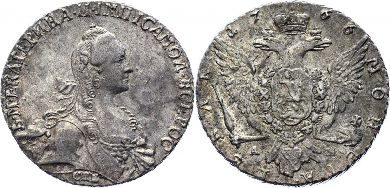 Russia 1 Rouble 1766 СПБ АШ Rough Portrait R1
Bit# 196 R1; 5 R by Iliyn; Conros...