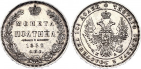Russia Poltina 1852 СПБ ПА
Bit# 265; Silver 10.21 g.; UNC