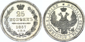 Russia 25 Kopeks 1857 СПБ ФБ
Bit# 55; Silver 5.18 g.; UNC, first strike, mint luster.