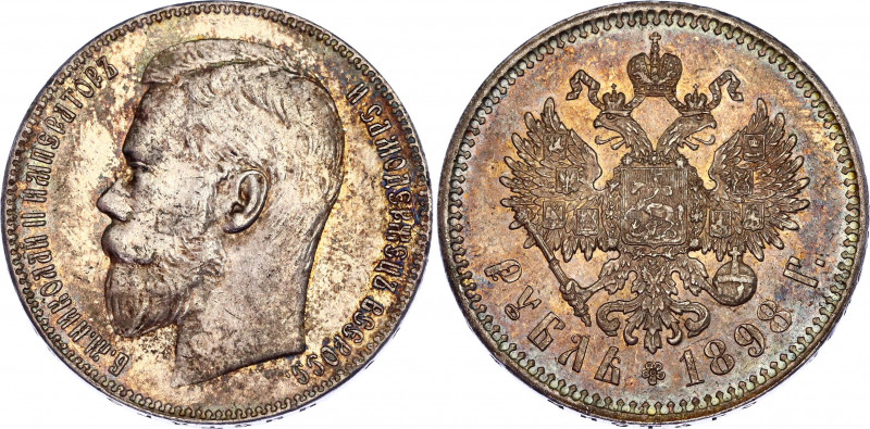 Russia 1 Rouble 1898 **
Bit# 204; Silver 19.79g; AUNC with beautiful coin with ...