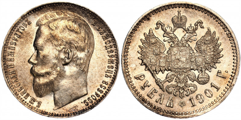Russia 1 Rouble 1901 ФЗ
Bit# 53; Silver 19.94 g.; Mint luster; Very rare in thi...