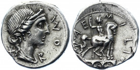 Roman Republic AR Denarius 114 - 113 BC Manlius Aemilius Lepidus
Crawford 291/1, Bab. Aemilia 7. Bauten Roms 119; Silver 3.86 g.; Obv.: Laureate fema...