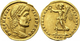 Roman Empire AV Solidus 337 - 340 AD Constantius II R4
RIC VIII, 2 (R4); Gold 4.45 g., 21 mm; Constantius II (337-361); Obv: DN CONSTAN TIVS PF AVG -...