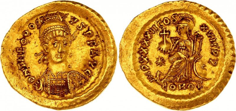 Roman Empire Solidus 441 - 450 AD Theodosius II
RIC 313; Gold 4.45 g; Solidus O...