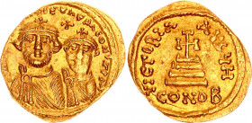 Byzantium AV Solidus 610 - 641 AD Heraclius with Constantine
DOC 8; Sear 739; Gold 4.44 g.; Heraclius (610-641 AD); Obv.: dd NN hERACLIVS ET hERA CON...