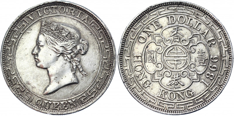Hong Kong 1 Dollar 1866
KM# 10; Silver 24.86 g.; Victoria; XF-AUNC