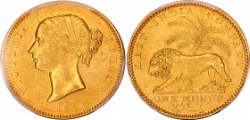 British India Mohur 1841 (C) PCGS MS 62
KM# 462.3, SW-3.7, Prid-22, Pl4, Small date. Victoria. Gold, UNC. Very rare in this condition.