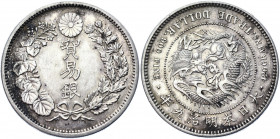 Japan Trade Dollar 1876 (9)
Y# 14; Silver 27.23 g.; Mutsuhito; UNC