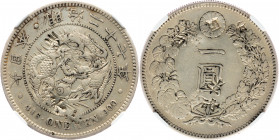 Japan 1 Yen 1894 (27) Chopmarked NGC XF
Y# A25.3; Silver; Meiji; NGC XF Details