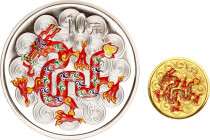 China Republic Set of 10 & 50 Yuan 2012
KM# 2023, 2016; Silver (.999) 1 Oz & Gold (.999) 1/10 Oz; Lunar Year Series - Year of the Dragon; With origin...