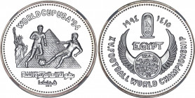 Egypt 5 Pounds 1994 AH 1415 NGC PF 69 Ultra Cameo
KM# 736; Silver, Proof; World Cup Soccer; Mintage 15.000 pcs