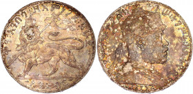 Ethiopia 1 Birr 1903 EE 1895
KM# 19; Silver; Menelik II; AUNC with nice toning, rare condition, attractive cabinet patina.
