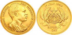 Ghana 2 Pounds 1960 (ND)
X#1; Gold (917) 15.84g.; Republic Day; AUNC