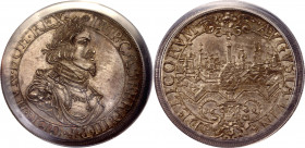German States Augsburg Taler 1641 /39 Overdate PCGS MS64
Dav. 5039; KM# 77; Silver; Free City of Augsburg Ferdinand III Taler, City view; Extremely r...