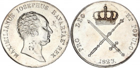 German States Bavaria 1 Kronentaler 1823
KM# 706.1; Dav. 552; Silver 29.19 g.; Maximilian I Joseph; UNC, full mint luster. Extremely rare condition.